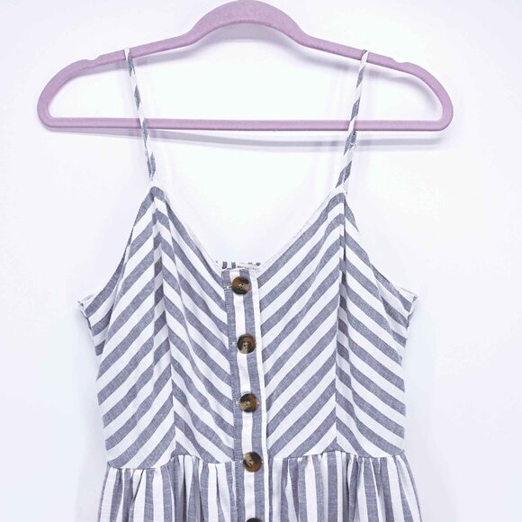 AEO Striped Button Front Midi Dress - Picture 3 of 10